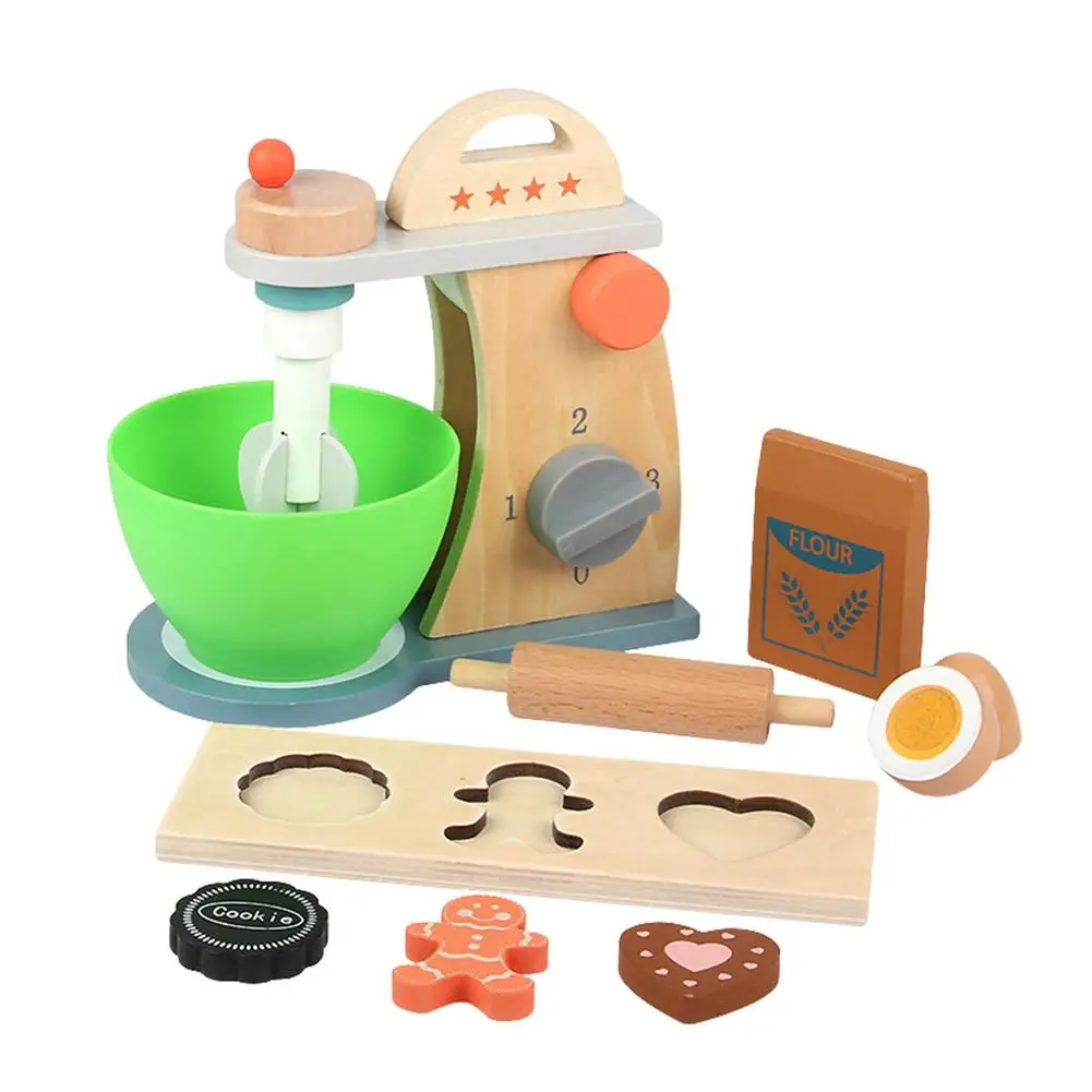 

Kids Kitchen Role Play Toy Set Wooden Multifunctional Early Education Kids Kitchen Accessories Baking Biscuit Set Blender Wooden