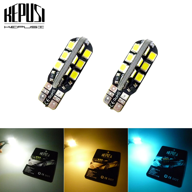 

2x CANBUS 12v 2835 Chip T10 W5W LED Car Interior Light Lamp Map Dome Bulb Exterior License Plate Light White warm ice blue