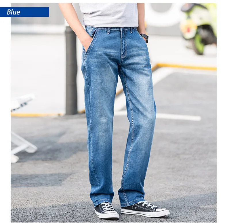 Джинсы мужские стрейчевые хлопковые прямые брюки из денима брендовая одежда