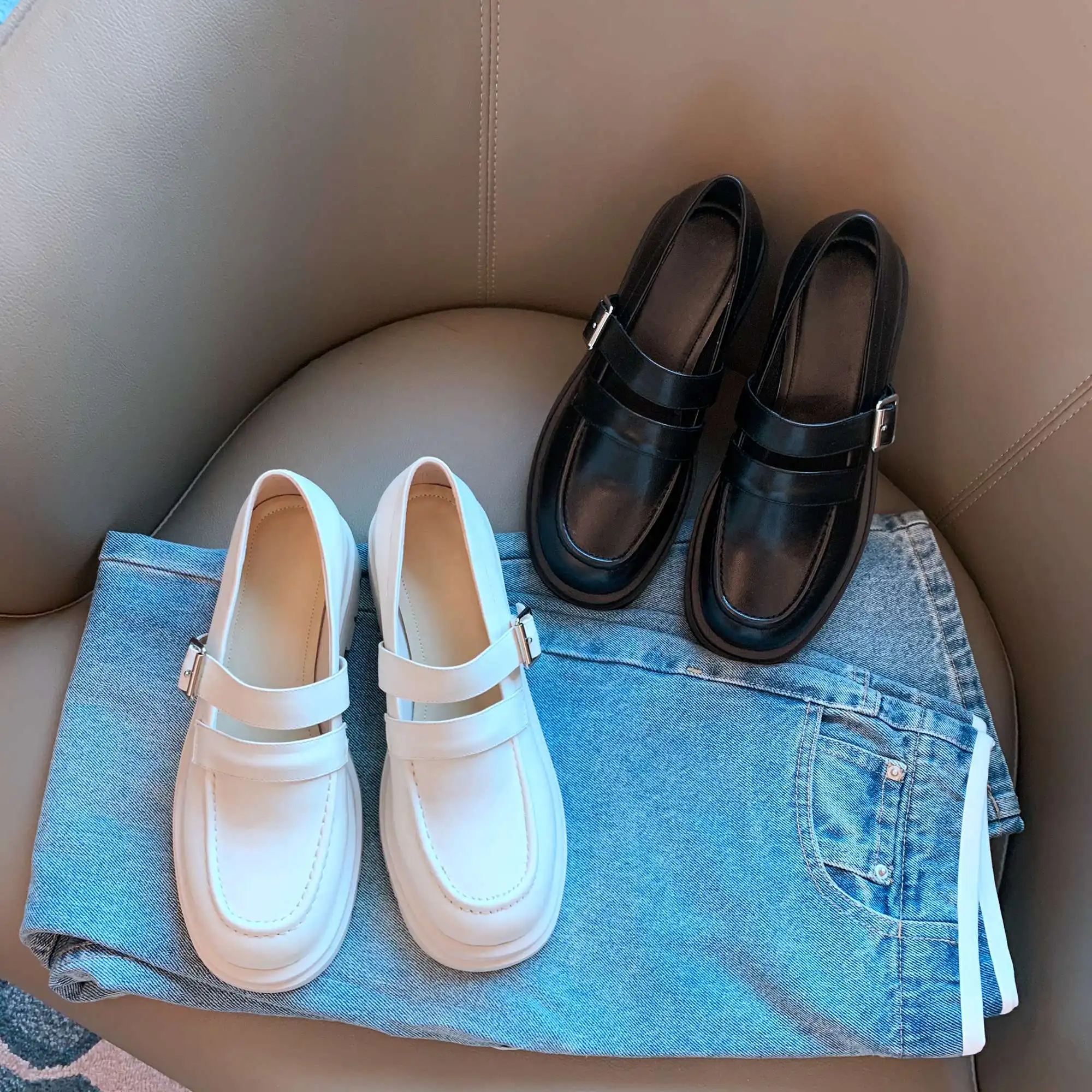 

Krazing pot genuine leather round toe med heel British style young lady streetwear fashion classic colors basic women pumps L36