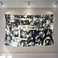 rock and roll rock band hanging art waterproof hanging cloth polyester fabric canvas painting flag banner bar cafe hotel decor