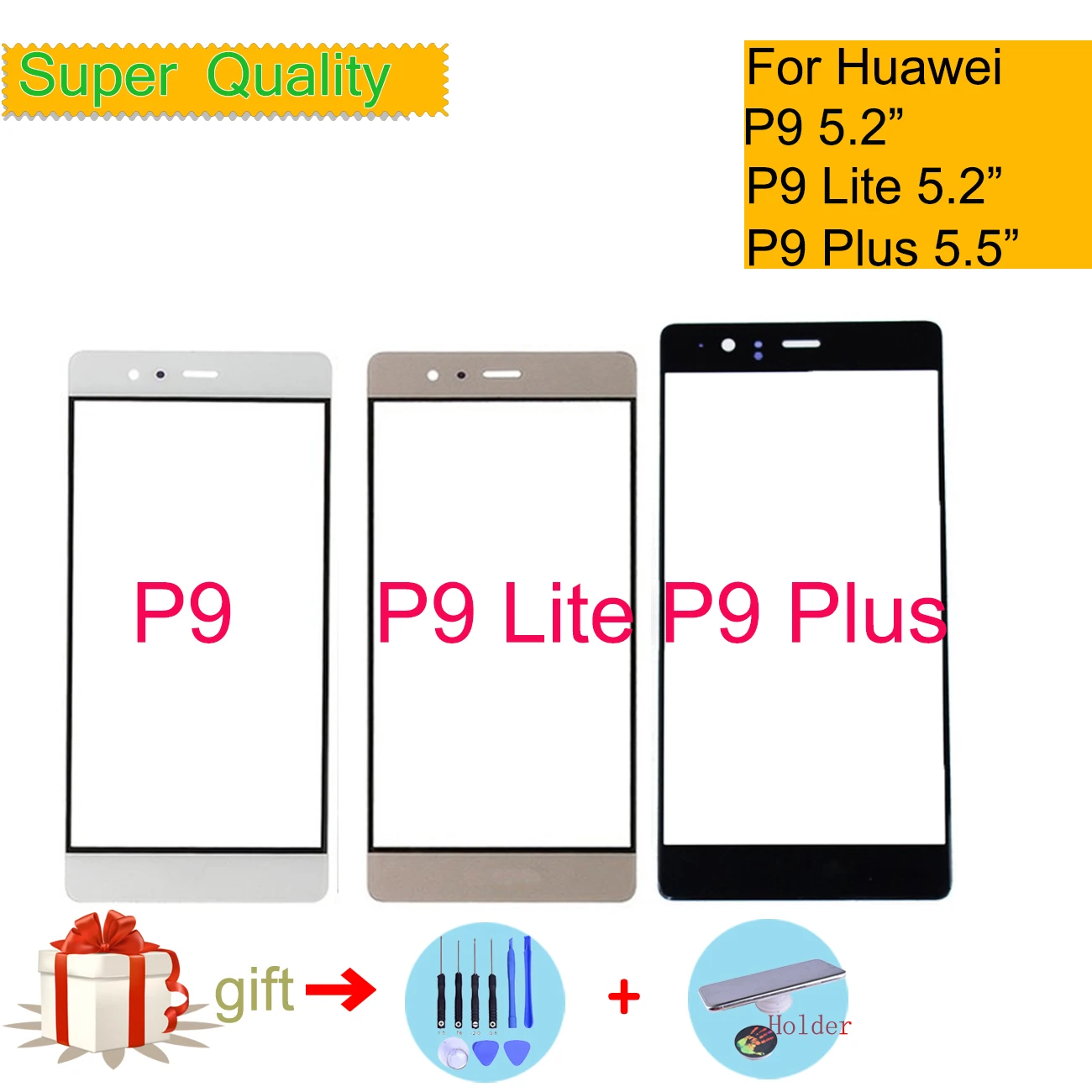 Супер качество для huawei P9/P9 Lite/P9 Plus сенсорный экран P9Lite Сенсорная панель дигитайзер Переднее стекло Внешний ЖК-объектив P9Plus