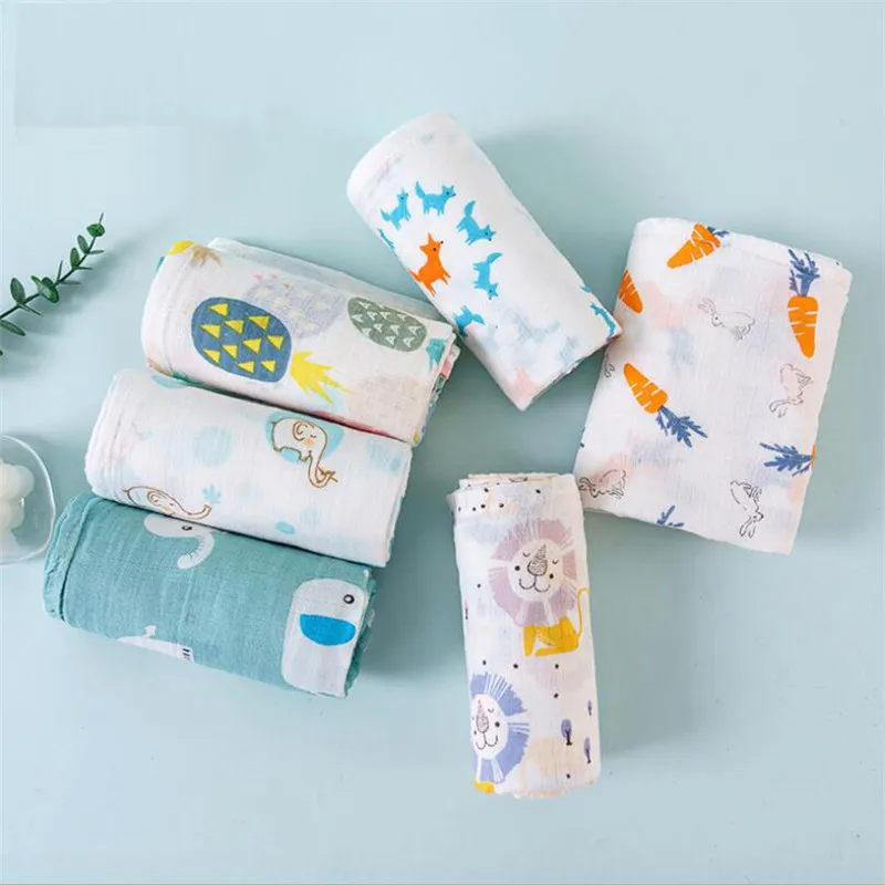 Двухслойное Пеленальное Одеяло для младенцев хлопок из муслина новорожденных 29