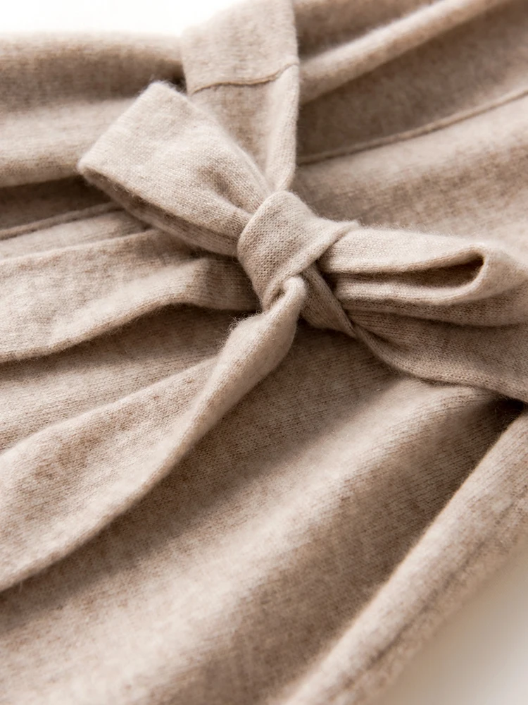 Winter new women's mid-length 100% cashmere pullover round neck soft and comfortable solid color long knitted women's sweater