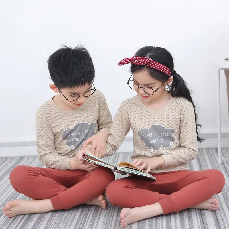 Осенне зимняя одежда для сна малышей Детские пижамные комплекты мальчиков и