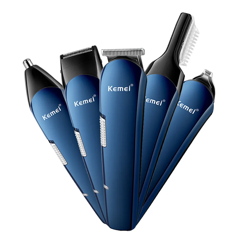 

Машинка для стрижки волос Kemei KM-550 5 в 1, Мужская перезаряжаемая USB машинка для стрижки волос в носу, бороды, мужской эпилятор