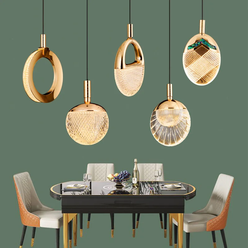 

Nordic Restaurant Lamp Single Head Round Ring Bedroom Bedside Lamp Creative Bar Island Chandelier Led Modern Luxury Luminaire