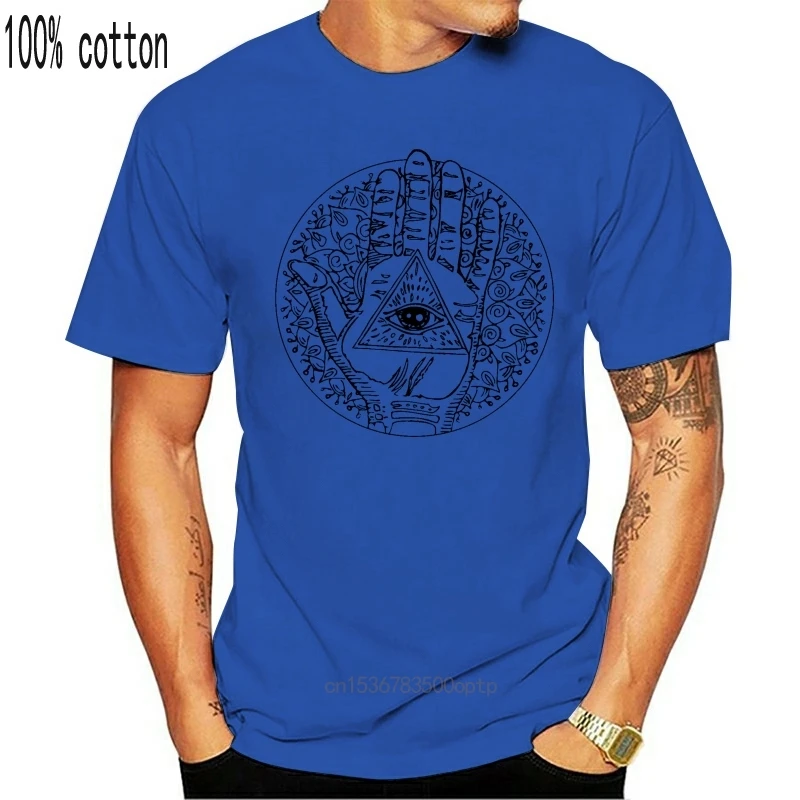 

New RETRO VINTAGE ALL SEEING EYE HAMSA HAND 100% cotton Mens SPIRITUAL T-shirt Tee