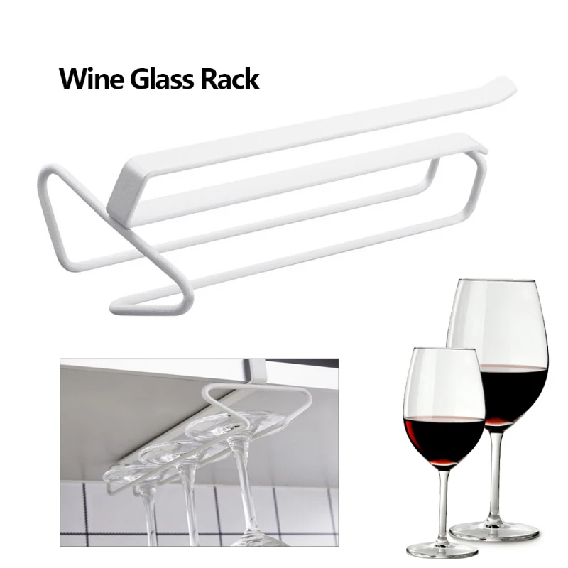 

Wine Glass Rack Hanging Wine Cup Holder Bar Goblet Stemware Storage Racks Shelf Hanger Iron Kitchen Organizer