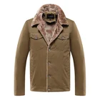 Мужская теплая куртка AIOPESON, повседневная однотонная плотная куртка с меховым воротником, на зиму