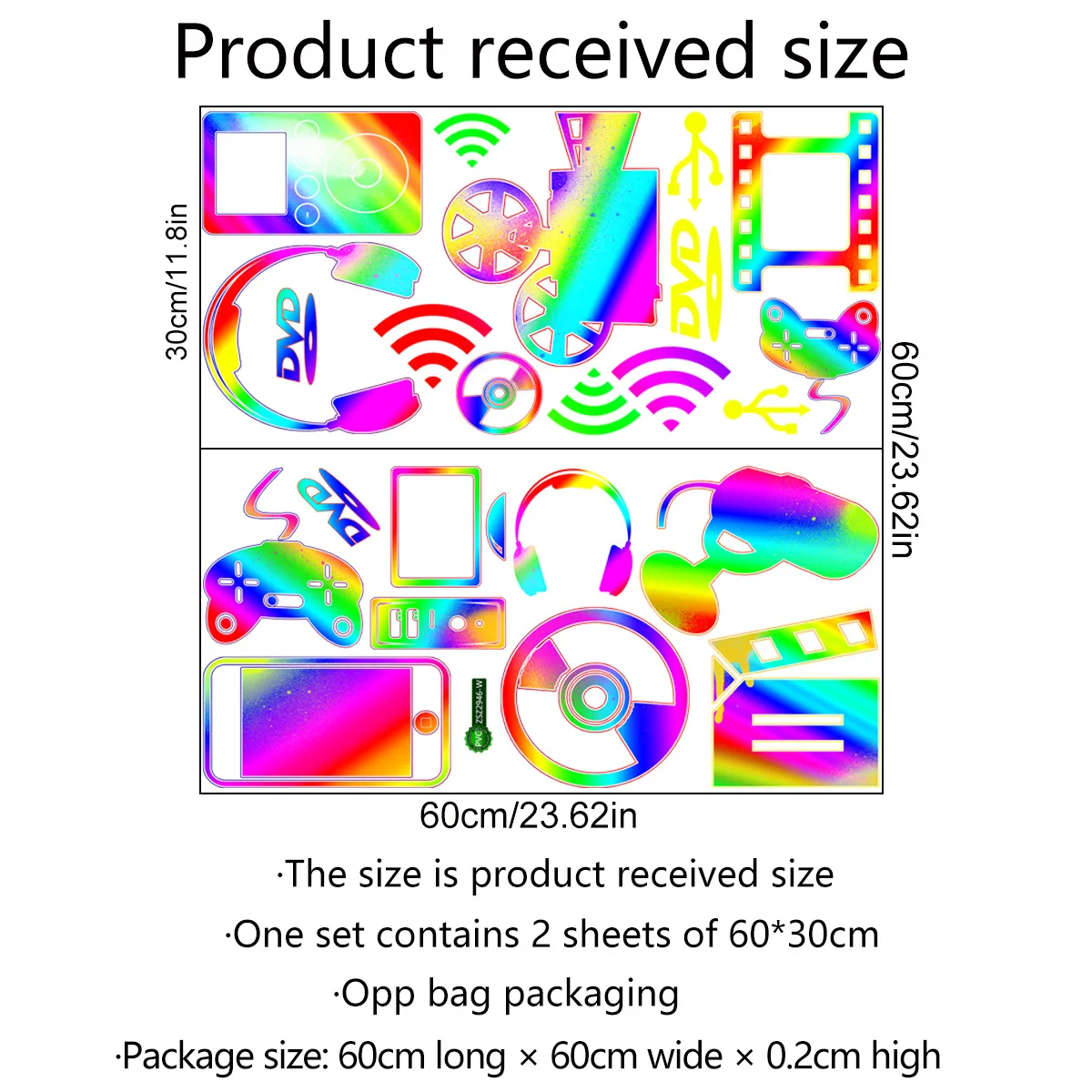 

New Colorful CD Headset Game Handle Wall Stickers Children's Room Living Room Bedroom Creative Wall Stickers
