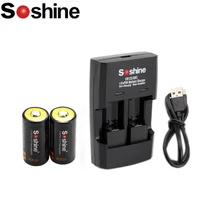 soshine 16340 rcr123 lifepo4 battery 3v 600mah rechargeable protected batteries with battery box