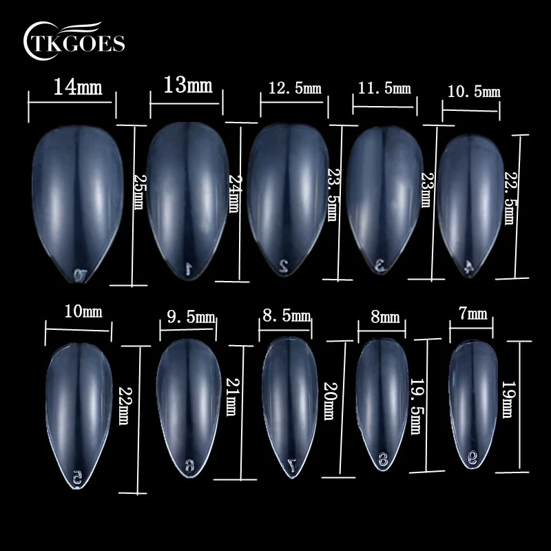 100 шт. в коробке или 600 упаковке Короткие накладные ногти с миндалем 10 размеров