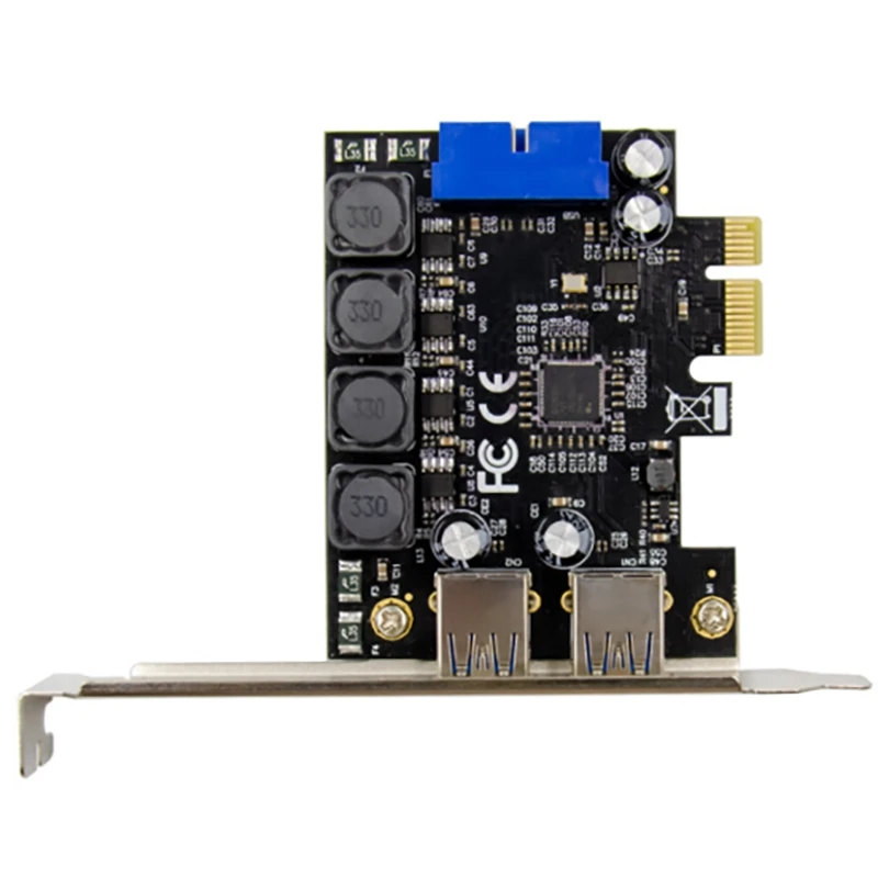 

PCI-E NEC7201 Dual-Port USB3.0 Super High-Speed Expansion Card 2+19PIN Adapter Card 3A Self-Powered for PC