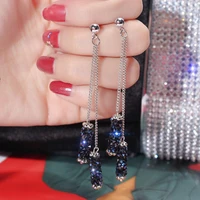 new fashion little crystal drop long hanging earrings for women elegant girl tassel earring stylish jewelry personality gift