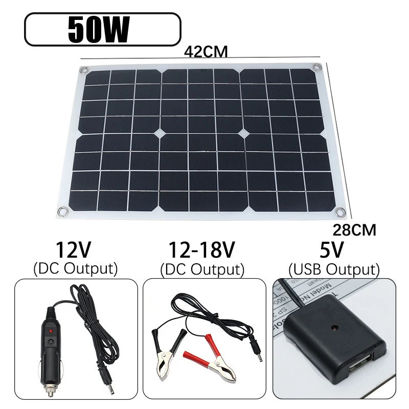 Hot 50W Solar Panel 12V/5V USB Regulator for Car Yacht RV Lights Charge | Электроника