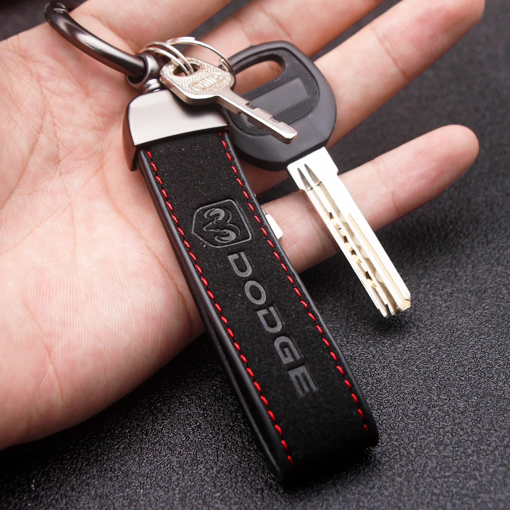 

Car Suede Leather Cord Leather Keychain Fashion New Car Interior Key Ring For Dodge Ram 1500 Challeager Caliber Car Accessories