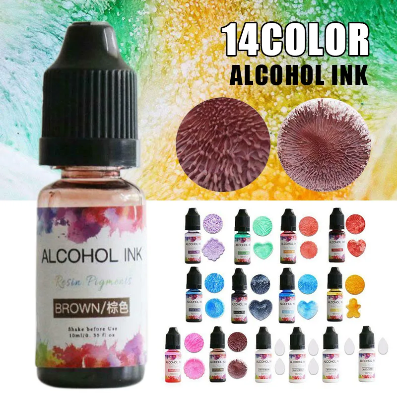 14 colors/set Resin Pigment Alcohol Ink Diffusion Resin Pigment Kit Liquid Colorant Dye Art For DIY Jewelry Making