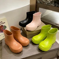 water boots for woman for rain ankle fashion solid color rubbe waterproof rain boots casual platform womens short rain boots