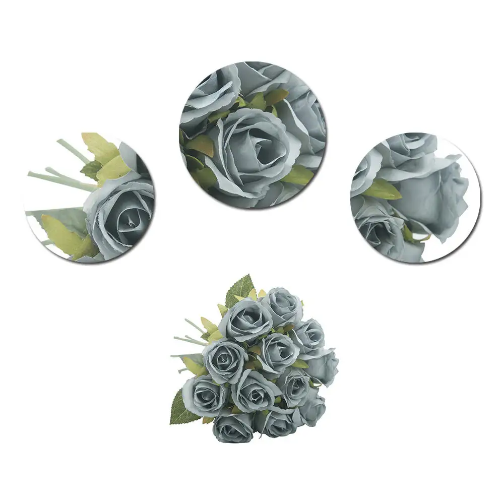 

12 Heads Rose Artificial Rose Bouquets Simulation Silk Fake Flowers 12 Head Simulated Roses 2 Pcs