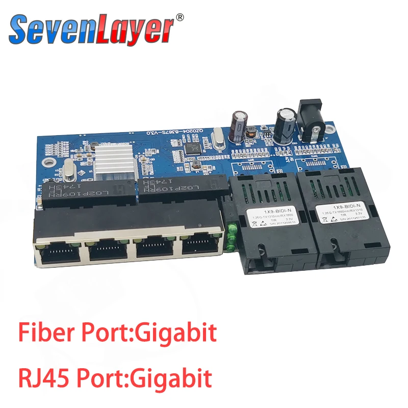 Коммутатор 10/100/1000 м 4 RJ45 UTP 2 SC гигабитный волоконно оптический медиа конвертер 2SC