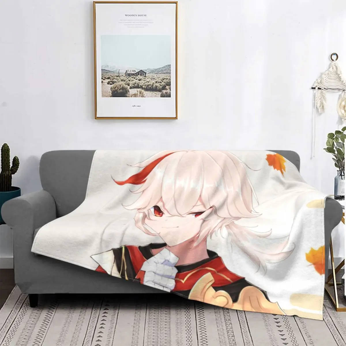

Фланелевое Флисовое одеяло Kazuha Kae, толстый мягкий плед в стиле аниме для игры Genshin Impact, простыня для дивана, спальни, стеганое художественное ...