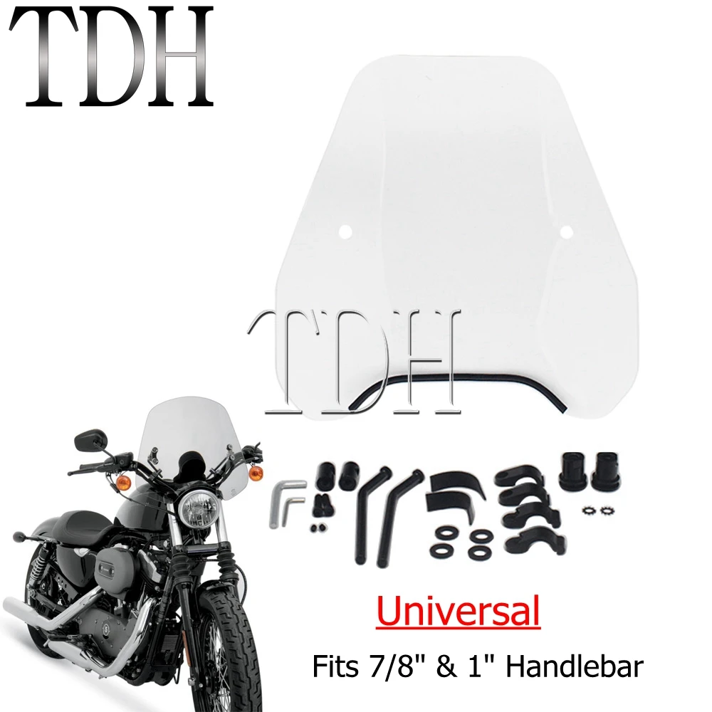 

Clear Transparent Motorcycle Scooter Windshield Windscreen Wind Deflect For Kawasaki Suzuki BMW Honda Yamaha fits 1" 7/8" Bars