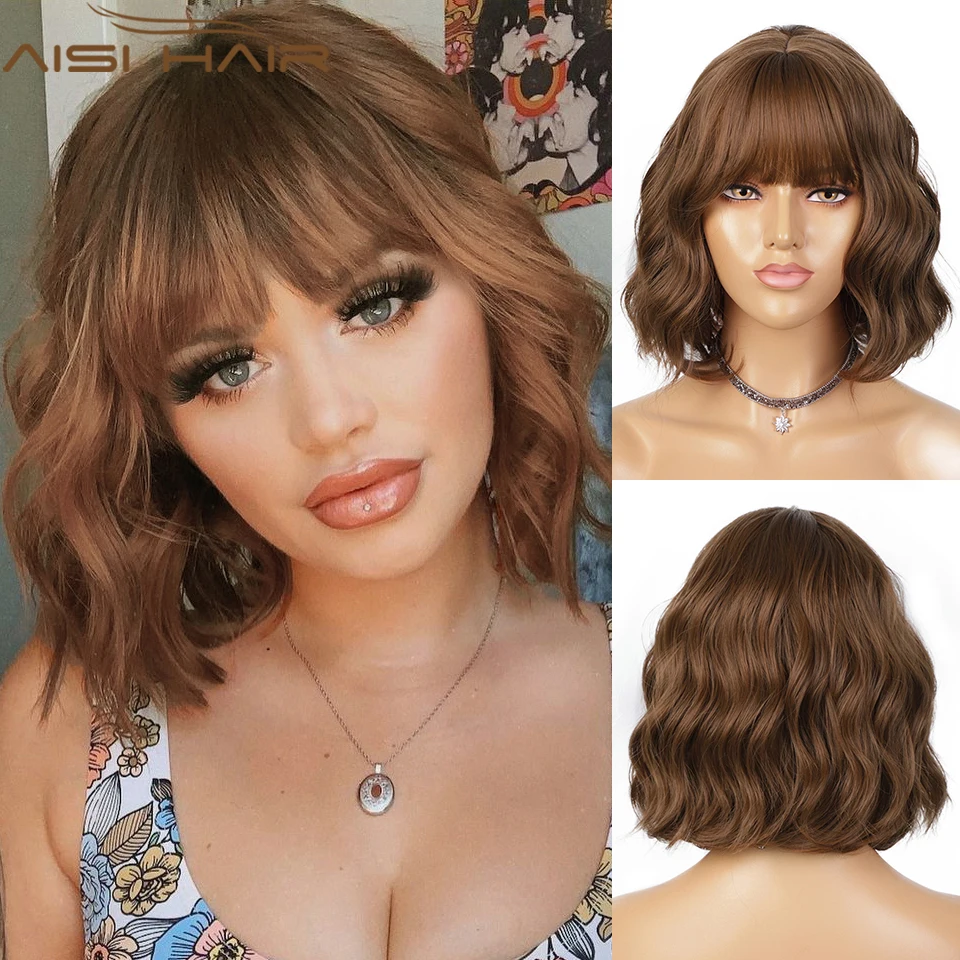 AISI HAIR парики женские косплей парик каре геншин рыжий череый парипарик черные