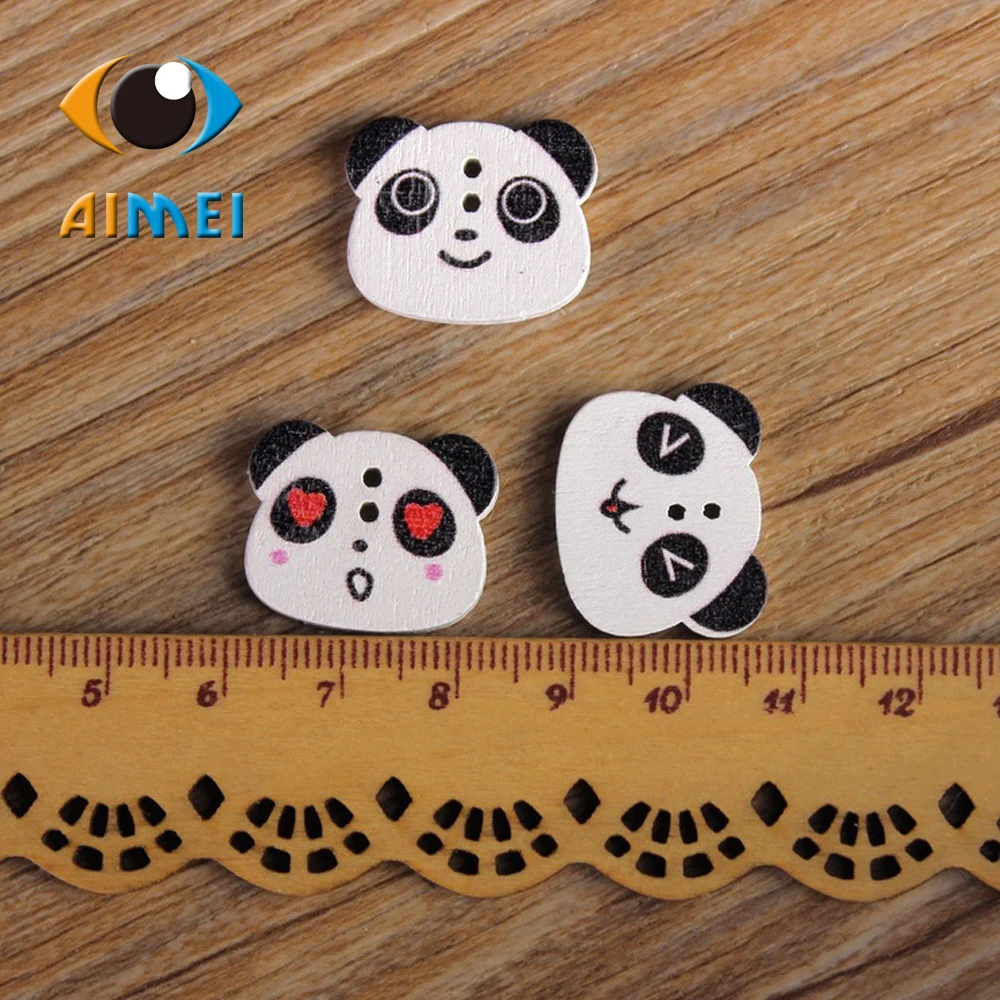 50 шт./лот картина Милая панда деревянные пуговицы для детской одежды швейная