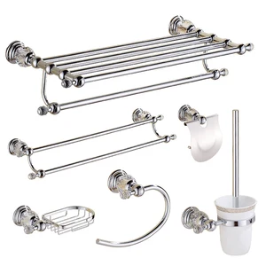 Набор латунных хрустальных аксессуаров для ванной комнаты, полированный хромированный набор фурнитуры для ванной, настенное крепление