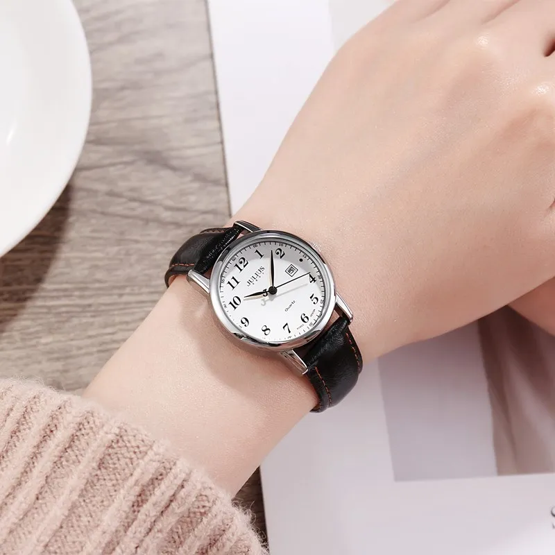 

Top Luxury Women's Watch Japan Quartz Hours Date Fine Fashion Woman Clock Real Leather Strap Girl's Retro Birthday Gift Female