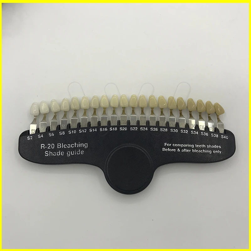 20 цветов Отбеливание зубов 3D оттенок руководство цветной компаратор с зеркалом