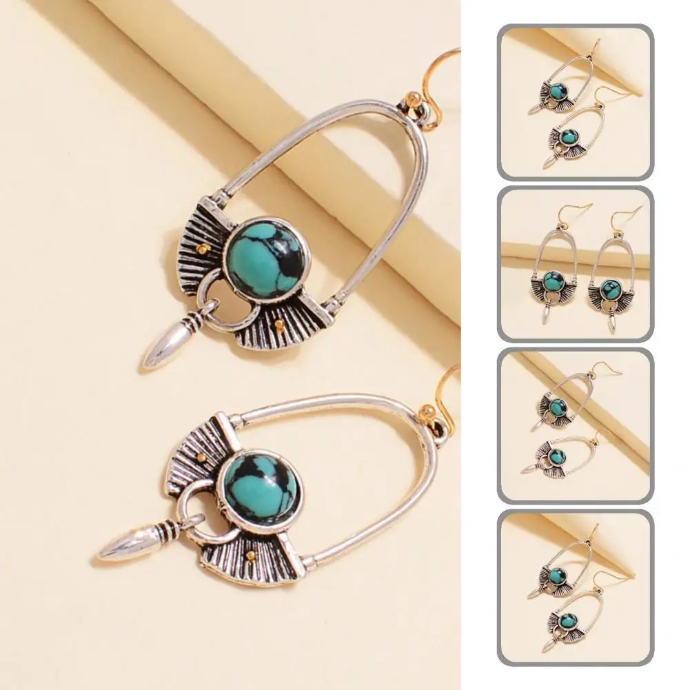 

Alloy 1 Pair Chic Round Turquoise Drop Earrings Exaggerated Drop Earrings Piercing for Dating