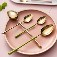 stainless steel household light chic luxury dessert long handle coffee spoons fruity burnish thickening and durable tableware