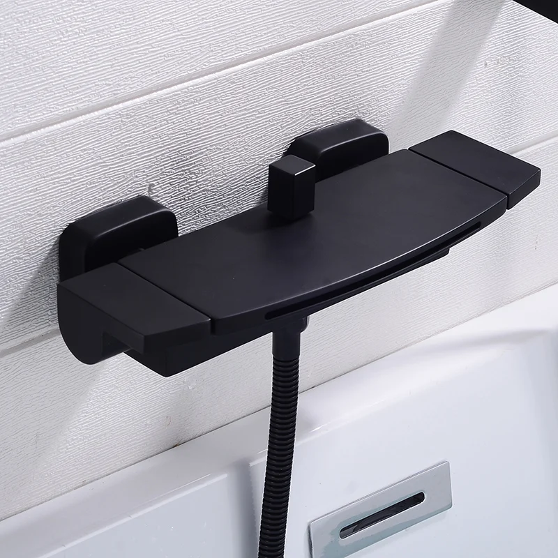 brass bath shower faucets black waterfall shower set rain taps bathroom mixer faucet wall mounted shower faucet free global shipping