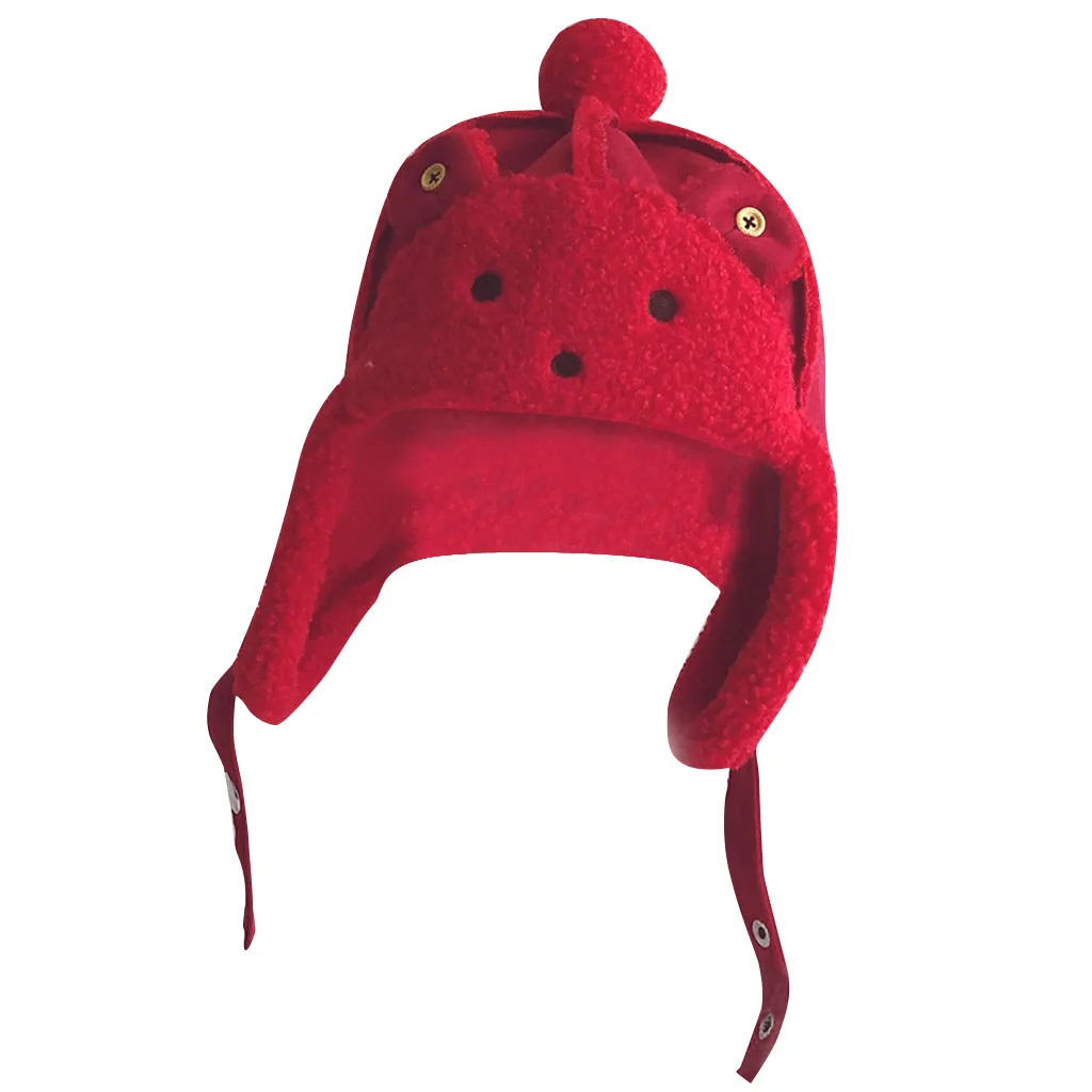 

Children Boys And Girls Cute Cartoon Plush Embroidery Warm Ear Protection Windproof Plush Cap Ball Cake Beret L1127