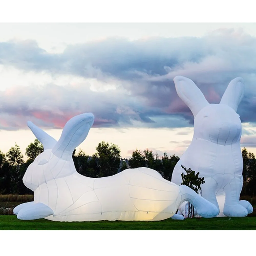 Популярный белый гигантский надувной кролик со светодиодный светильник кой