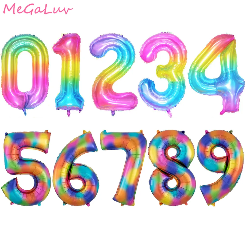 

Giant 40inch Rainbow Number Foil Balloons Large Digital Helium Balloon 0-9 Birthday Wedding Decoration BabyShower Party Supplies