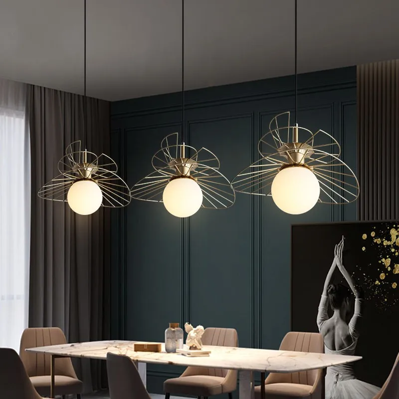Goedkoop Nordic Minimalistische Creatieve Hanglampen Persoonlijkheid Bar Restaurant Hanger Armatuur Gold Iron Kichen Decor Led Opknoping Lamp