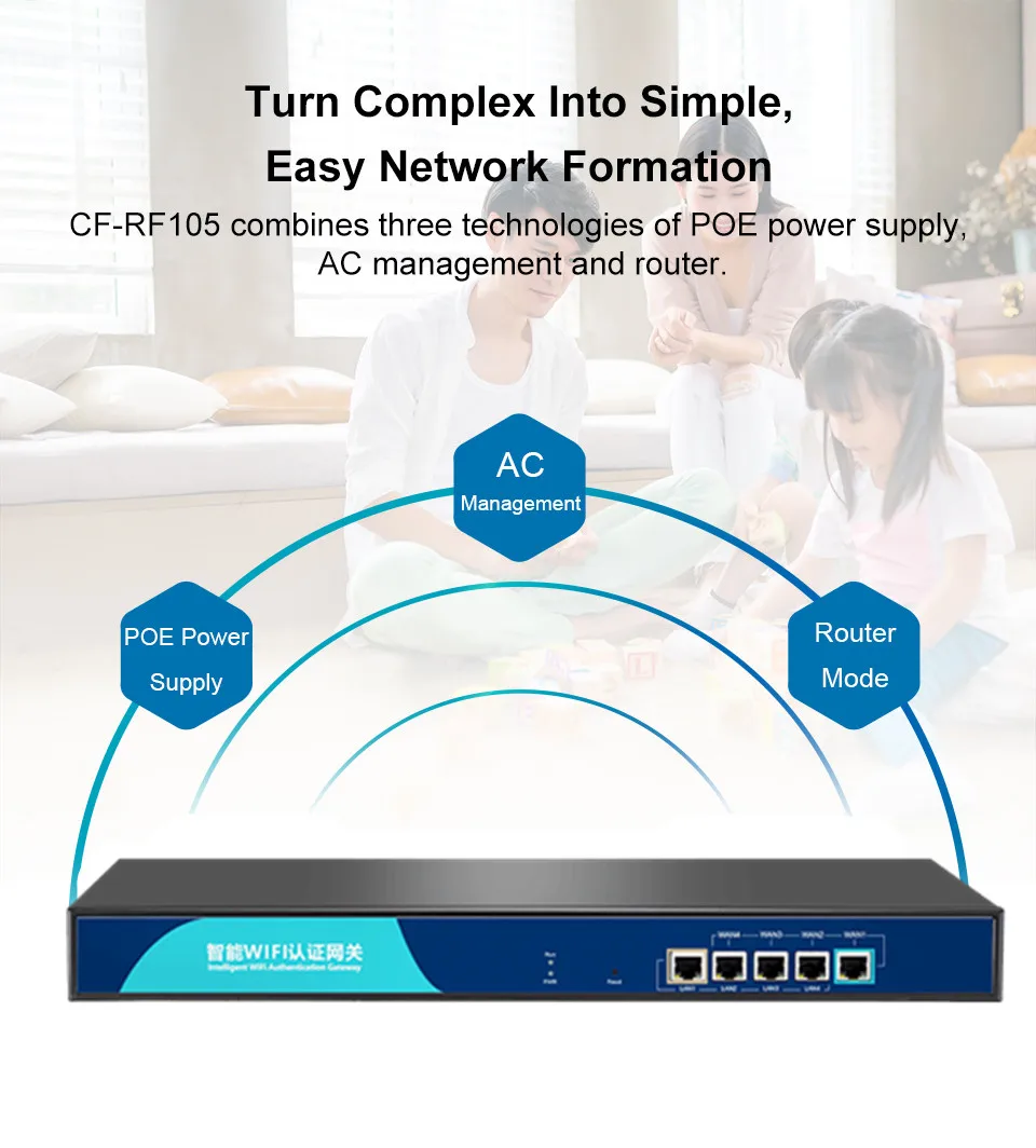 Смарт шлюз KuWfi 1000 м беспроводной контроллер AP/CPE/Switch Controller 4 порта POE управление AC Wi