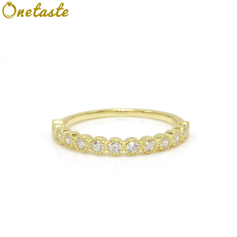 

S925 Silver Gold Plated Zircon Rings Small Delicate Japanese Style Minimalism Trendy Shimmering Ring Fine Jewel Girl Women Gift
