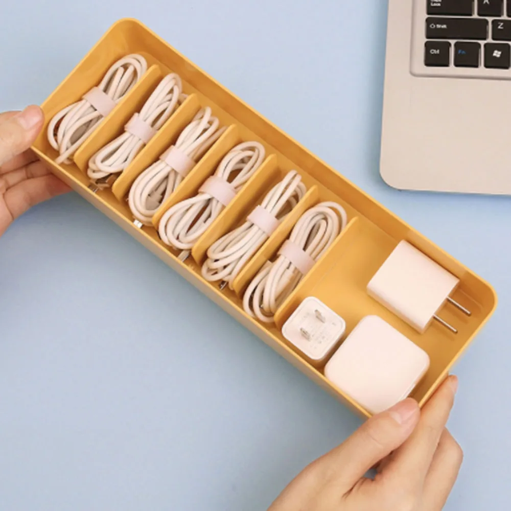 Desktop Data Cable Separation Storage Box Mobile Phone Charging Earphone Power Cord Sorting And Fixing with lid1 | Дом и сад