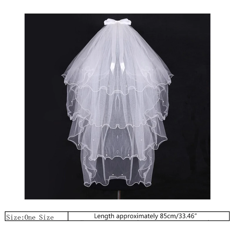 4-уровневая многослойная женская свадебная фата с искусственным жемчугом ручной