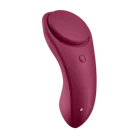 Бордовый бесшумный вибромассажер в трусики Satisfyer Sexy Secret