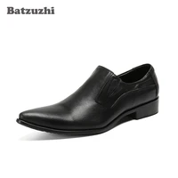 batzuzhi italy type mens shoes pointed toe black genuine leather dress shoes men business flats zapatos hombre big size us12