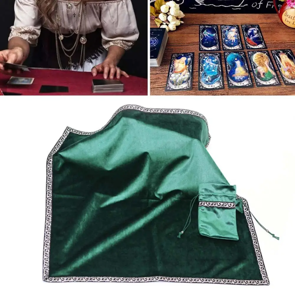 

Tarot Tablecloth With Bags High Quality Flocking Fabric Tarot Board Game Accessories Altar Tarot Ceremony tablecloth 3 cards
