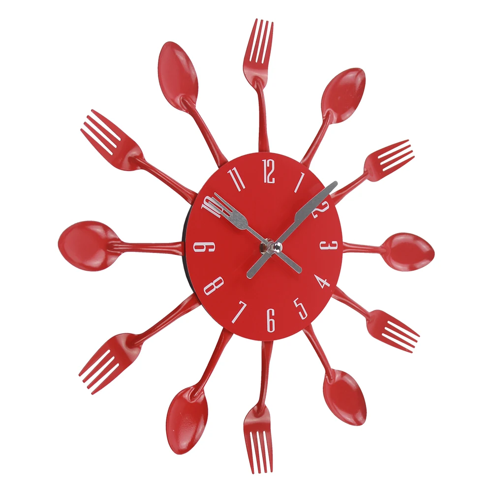 

Kitchen Wall Clcock Stainless Steel Knife and Fork Spoon Kitchen Restaurant Wall Clock on Wall Home Decoration Wall Watch