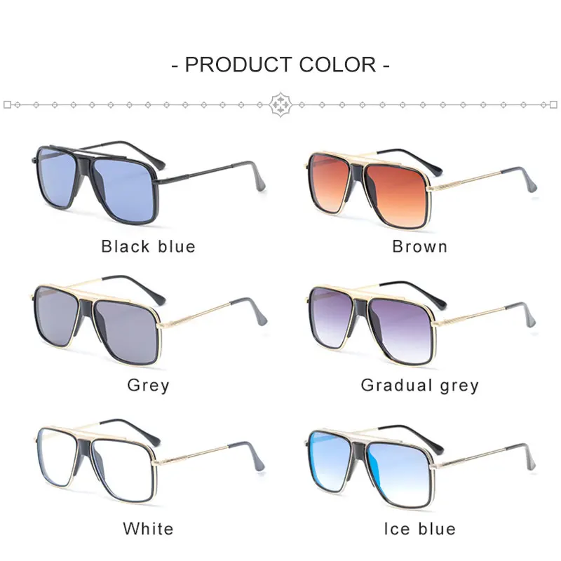 

New Fashion Oversized Sunglasses for Men 2020 Classic Square Metal Sun Glasses Women Retro Sun Glasses Vintage Gafas UV400