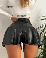 2021 new women sexy pu leather shorts skirts high waist solid color shorts party clubwear summer fashion a line mini skirts