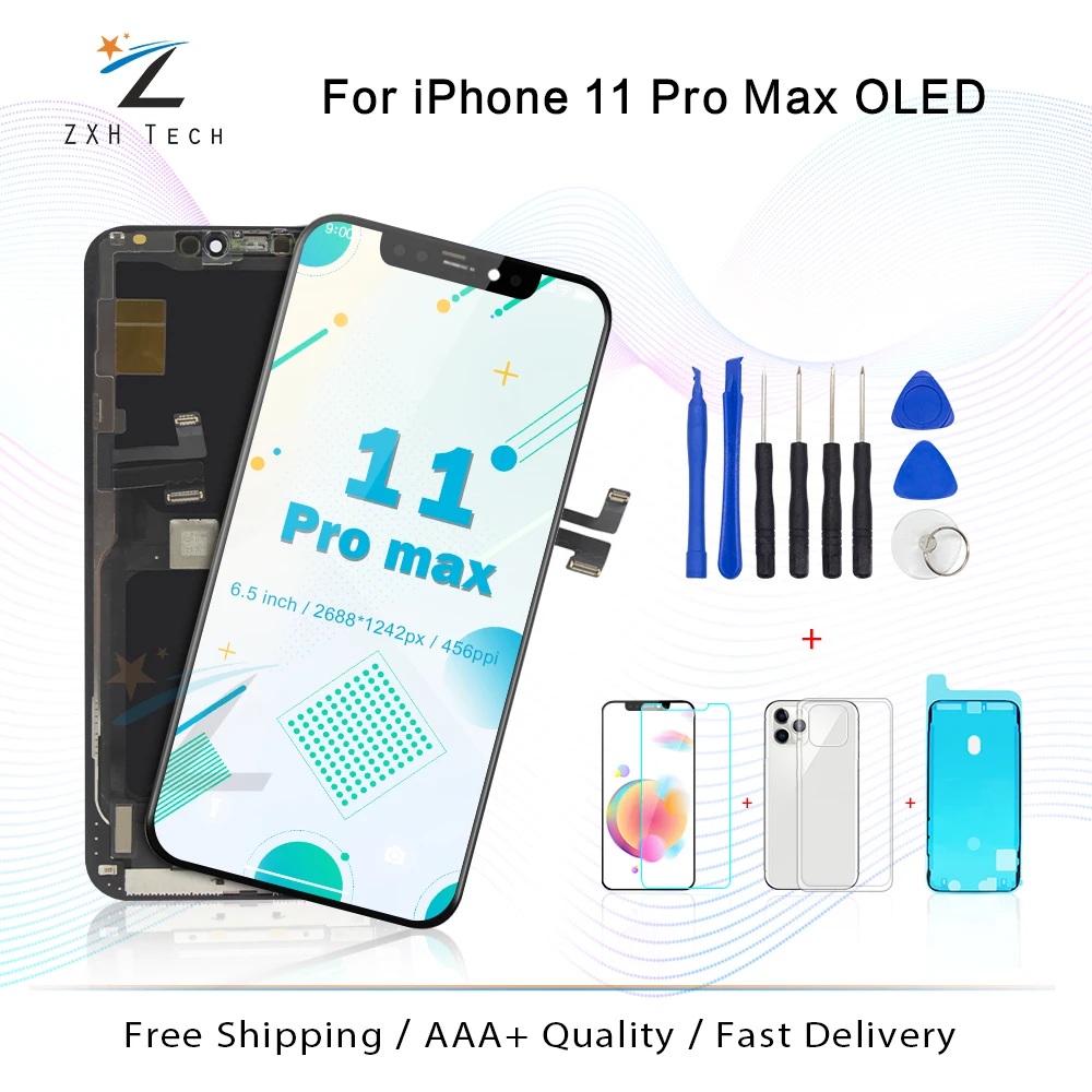 

ЖК-дисплей Amoled класса A ++++ для iPhone 11 pro OLED сборка OEM для iPhone 11 pro max с хорошим сенсорным 3D дигестизатором